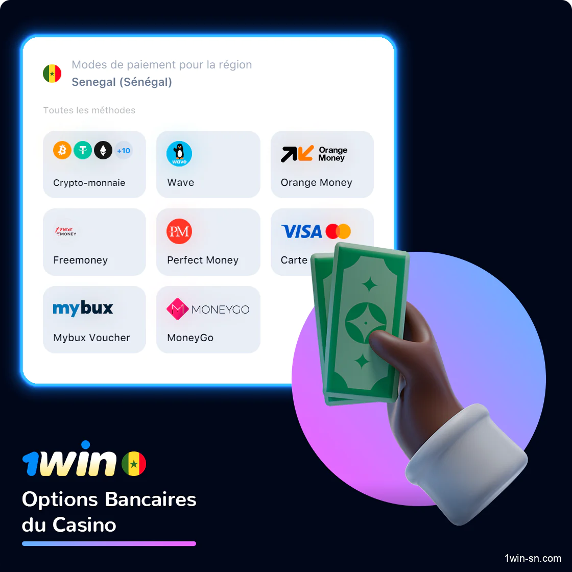Les options bancaires du casino en ligne 1Win pour les sénégalais