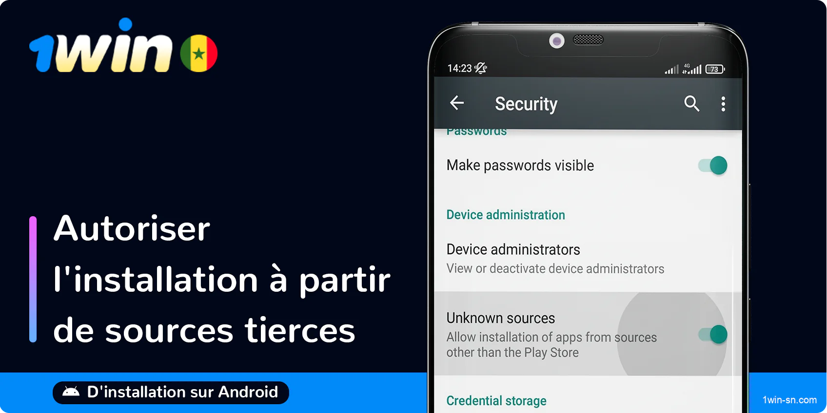Autoriser l'installation d'applications tierces sur Android, si nécessaire - 1Win App